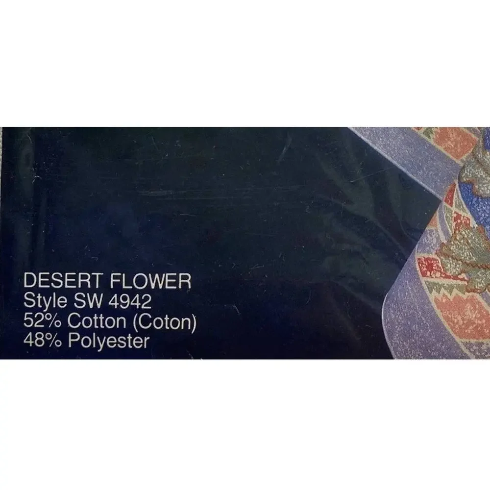 Fabric Tablecloth Desert Flower 70” Round NEW old stock 1990s